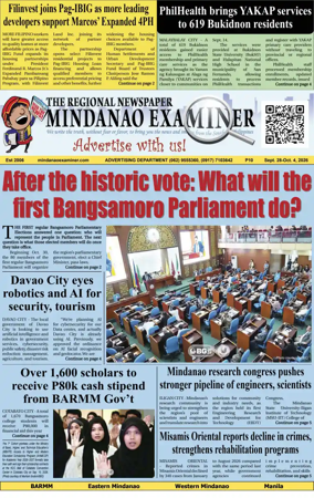 Cover of The Mindanao Examiner Regional Newspaper