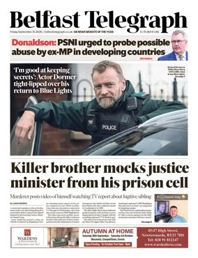 Cover of Belfast Telegraph