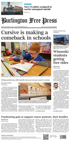 Cover of Burlington Free Press