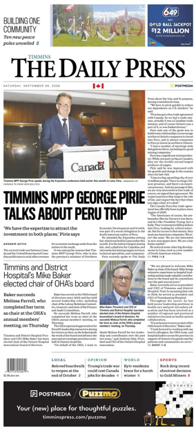 Cover of The Daily Press (Timmins)