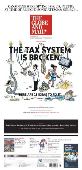 Cover of The Globe and Mail (Prairie Edition)