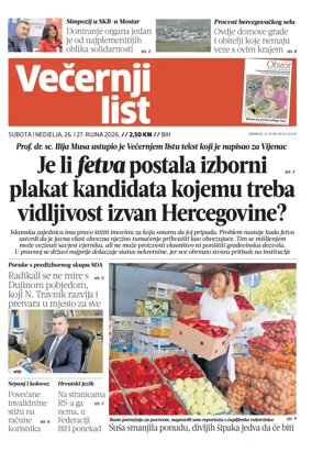Cover of Vecernji list BiH