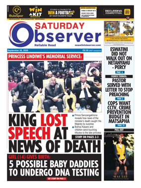 Cover of Saturday Observer (Eswatini)