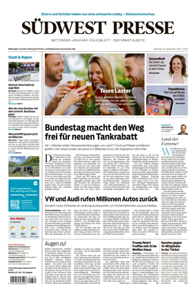 Cover of Sudwest Presse - Metzinger Uracher Volksblatt - Der Ermstalbote