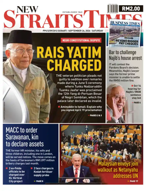 Cover of New Straits Times