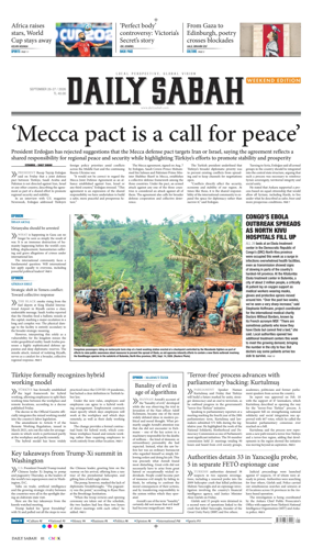 Cover of Daily Sabah (Turkey)