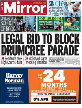 Cover of Daily Mirror (Northern Ireland)