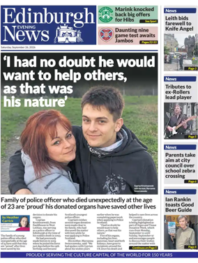 Cover of Edinburgh Evening News