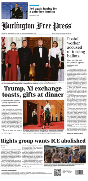 Cover of Burlington Free Press