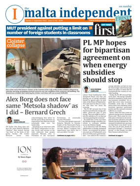 Cover of The Malta Independent on Sunday