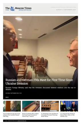 Cover of The Moscow Times - English