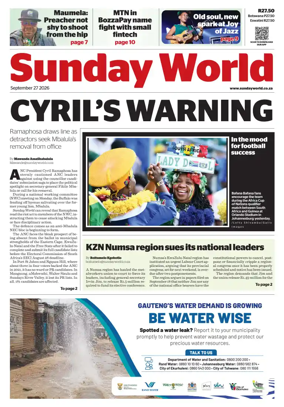 Cover of Sunday World (South Africa)