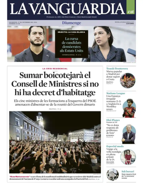 Cover of La Vanguardia (Catalonia - 1st edition)