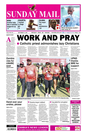 Cover of Zambia Daily Mail