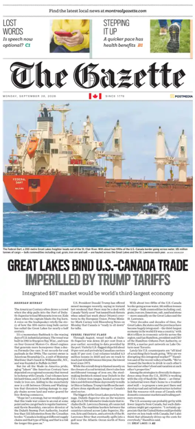 Cover of Montreal Gazette