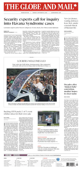 Cover of The Globe and Mail (Prairie Edition)