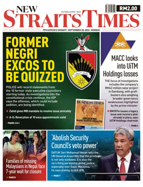 Cover of New Straits Times