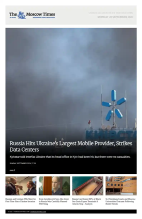 Cover of The Moscow Times - English