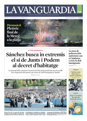Cover of La Vanguardia (Catala)