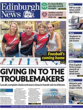 Cover of Edinburgh Evening News