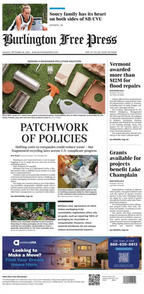 Cover of Burlington Free Press