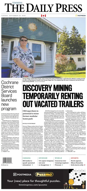 Cover of The Daily Press (Timmins)
