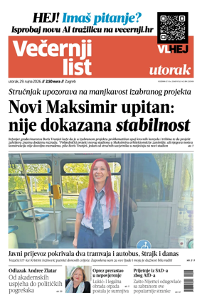 Cover of Vecernji list - Zagreb