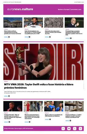 Cover of Euronews Culture and Sport (Portuguese)