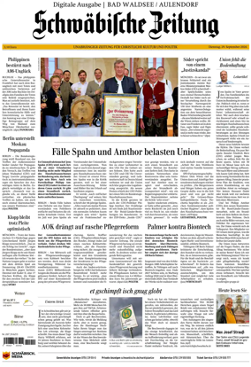 Cover of Schwabische Zeitung (Bad Waldsee / Aulendorf)