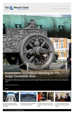 Cover of The Moscow Times - English