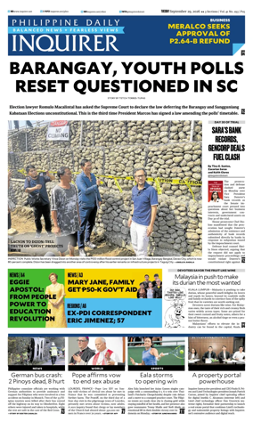 Cover of Philippine Daily Inquirer