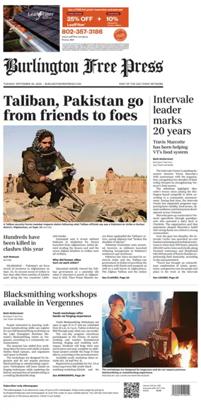 Cover of Burlington Free Press