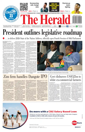 Cover of The Herald (Zimbabwe)