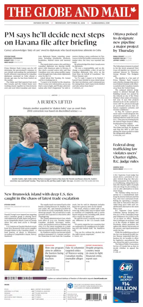 Cover of The Globe and Mail (Ontario Edition)