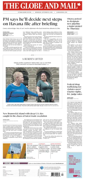 Cover of The Globe and Mail (Ottawa/Quebec Edition)