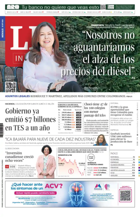 Cover of La Republica (Colombia)
