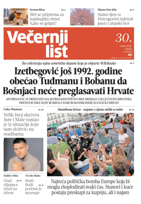 Cover of Vecernji list BiH