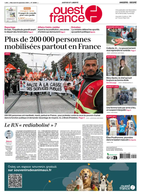 Cover of Ouest France (Angers / Segre)