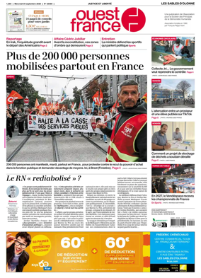 Cover of Ouest France (Les Sables-d'Olonne)