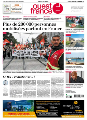 Cover of Ouest-France (Saint-Brieuc Lamballe)