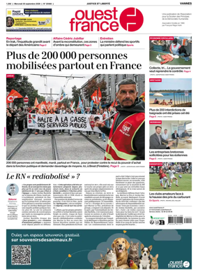 Cover of Ouest France (Vannes)