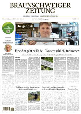 Cover of Braunschweiger Zeitung (Helmstedter Nachrichten)