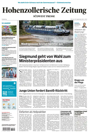 Cover of Hohenzollerische Zeitung