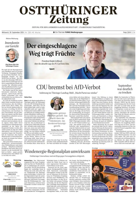 Cover of Ostthuringer Zeitung (Landkreis Saalfeld-Rudolstadt)
