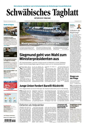 Cover of Schwabisches Tagblatt - Tubinger Chronik