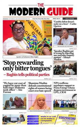 Cover of The Modern Guide Newspaper (Ghana)
