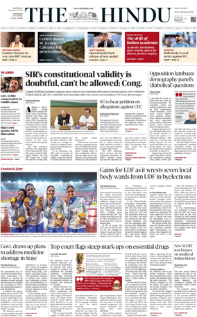 Cover of The Hindu (Kozhikode)