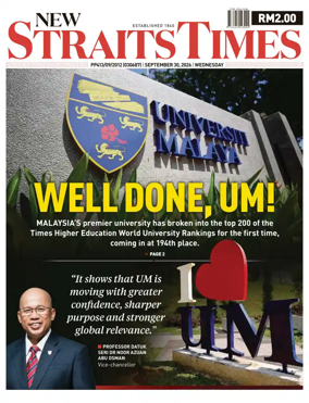 Cover of New Straits Times