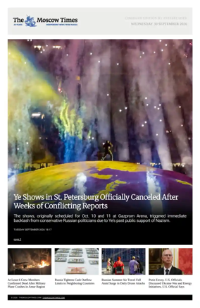 Cover of The Moscow Times - English