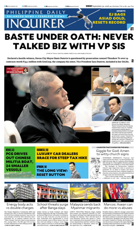 Cover of Philippine Daily Inquirer